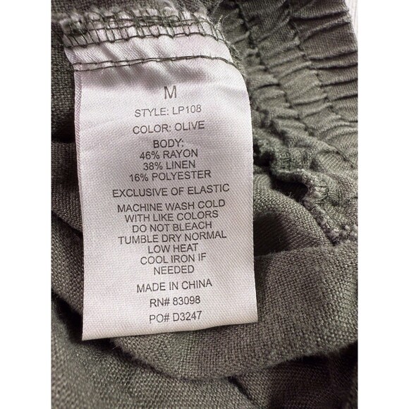 Ci Sono‎ Womens Linen Blend Tie Waist Pull On Pants Green Coastal Beach Sz M - Picture 9 of 14